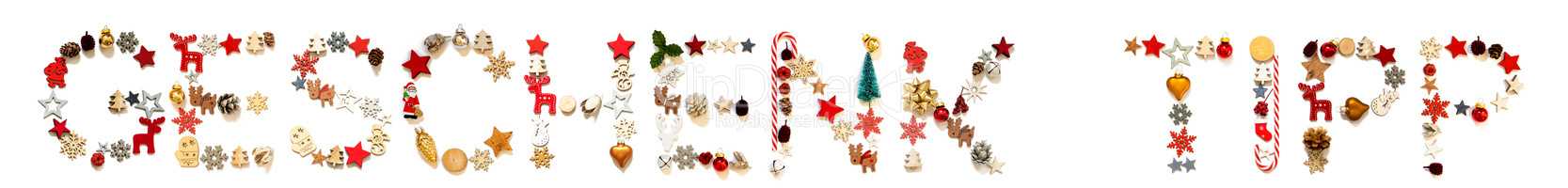 Colorful Christmas Decoration Letter Building Geschenk Tipp Means Gift Tip
