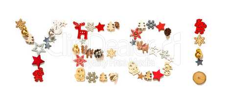 Colorful Christmas Decoration Letter Building Word Yes