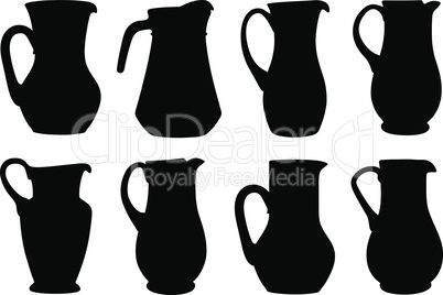 Set of different pitchers