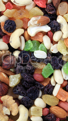 set of dried fruit at dry sunny summer day