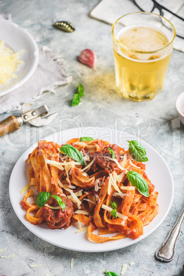 Pasta with mini meatballs