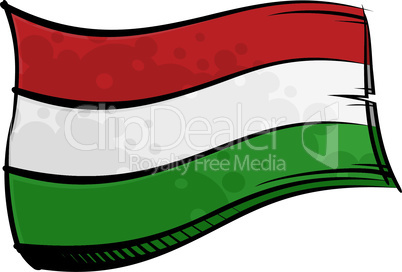 Painted Hungary flag waving in wind