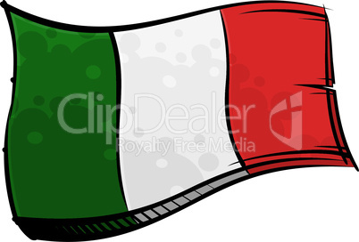 Painted Italy flag waving in wind
