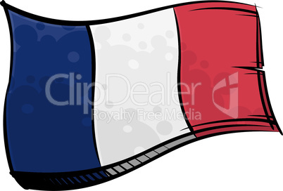 Painted France flag waving in wind