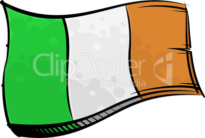 Painted Ireland flag waving in wind