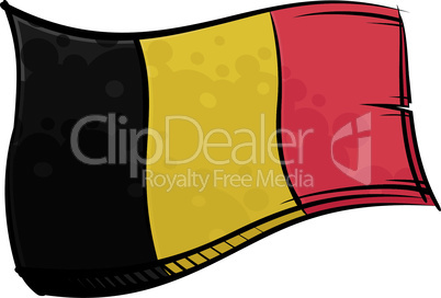 Painted Belgium flag waving in wind