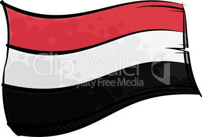 Painted Yemen flag waving in wind