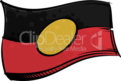 Painted Aboriginal flag waving in wind