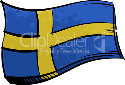 Painted Sweden flag waving in wind