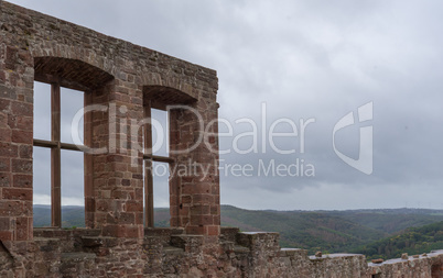 View at the castle ruin in the german village Nideggen