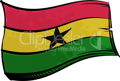 Painted Ghana flag waving in wind