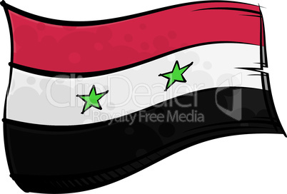 Painted Syria flag waving in wind