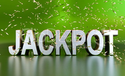The word jackpot on a green background with golden glitter! Lott