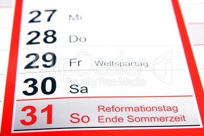 Reformationstag Endeder Sommerzeit