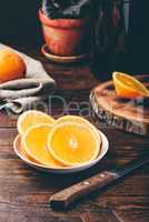 Slices of orange on white plate