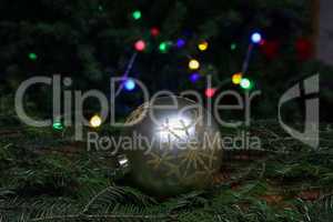 Christmas composition with beautiful silver Christmas ball