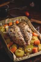 Seasoned chicken breast baked in oven