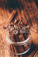 Cinnamon sticks in a glass jar