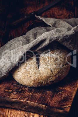 Freshly baked loaf of rye bread