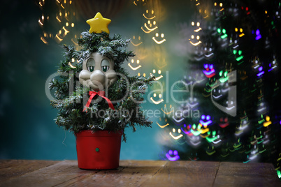 Funny Christmas tree and nice bokeh in the background