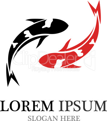 Koi fish logo vector animals