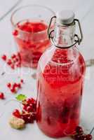 Bottle of infused water with red currant