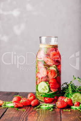 Infused Water with Strawberry, Cucumber and Thyme.