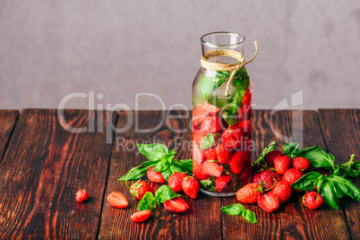 Water Flavored with Strawberry and Basil.