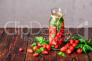 Water Flavored with Strawberry and Basil.