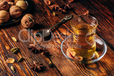 Spiced tea in armudu glass