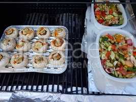 Grilled vegetables on a barbecue grill