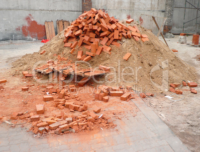 heap of red brick