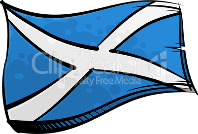 Painted Scotland flag waving in wind