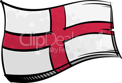 Painted England flag waving in wind
