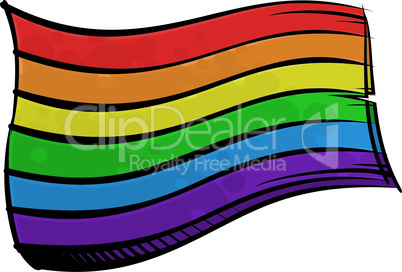 Painted LGBT Rainbow flag waving in wind