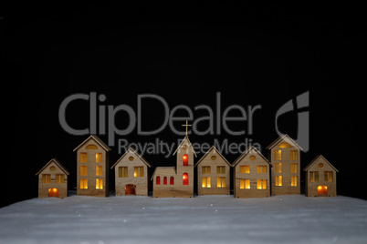 The layout of the town on Christmas night is made of plywood