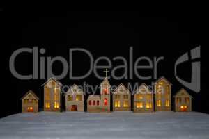 The layout of the town on Christmas night is made of plywood