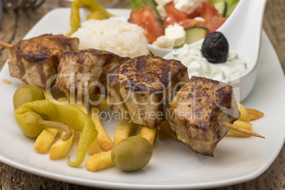 griechische souvlaki Fleisch auf Spießen