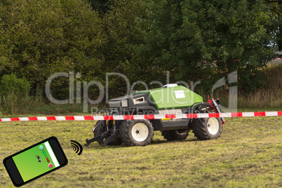 Autonomous tractor in the field.