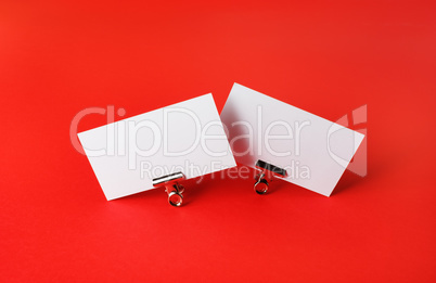 Business cards on red