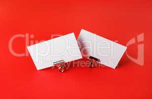 Business cards on red
