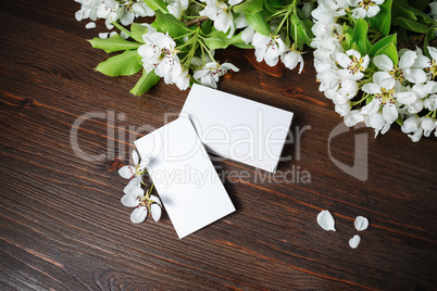 Business cards and flowers