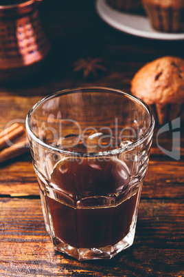 Turkish coffee with spices and muffins