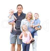 Happy Young Caucasian Family Isolated on a White Background