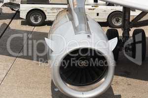 View of aircraft engine turbine blades.