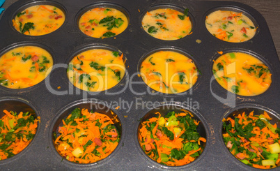 Freshly baked vegan vegetable muffins in a muffin tin