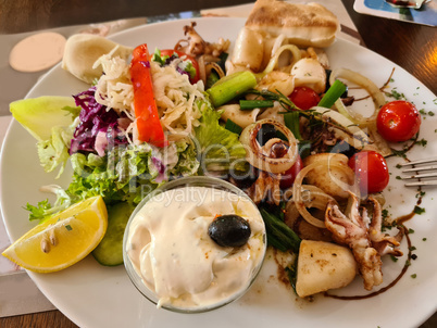 Grilled squid with decoration