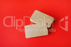 Business cards on red