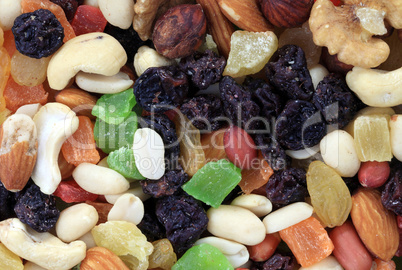 set of dried fruit at dry sunny summer day