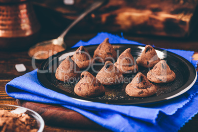 Homemade truffles with dark chocolate